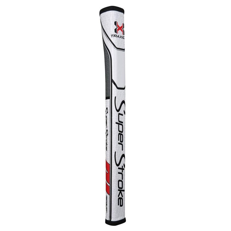 Super Stroke SuperStroke Traxion Pistol GTâ„¢ Tour Golf Putter Grip, White/Red/Gray (Pistol GTâ„¢ Tour) | Advanced Surface Texture that Improves Feedback and Tack | Minimize Grip Pressure with a Unique Parallel Design - Image 1